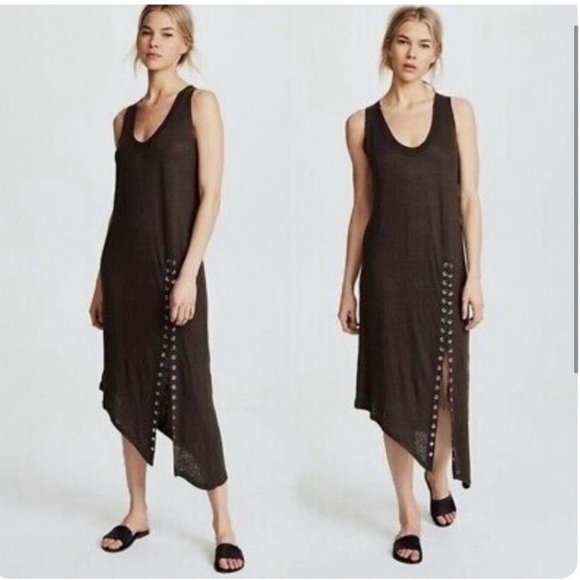 IRO Dresses & Skirts - IRO Asymmetrical Grommet Detail Tank Dress – Size Small, NWT 100% linen